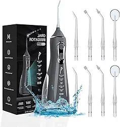 Irrigador Oral Portatil Bucal Limpeza Profunda Jato D àgua Supersônico Limpador de Dentes Profissional Sem Fio Recarregável Limpeza Profunda Dental e Gengiva, 5 Modos Potente Tanque 300ml