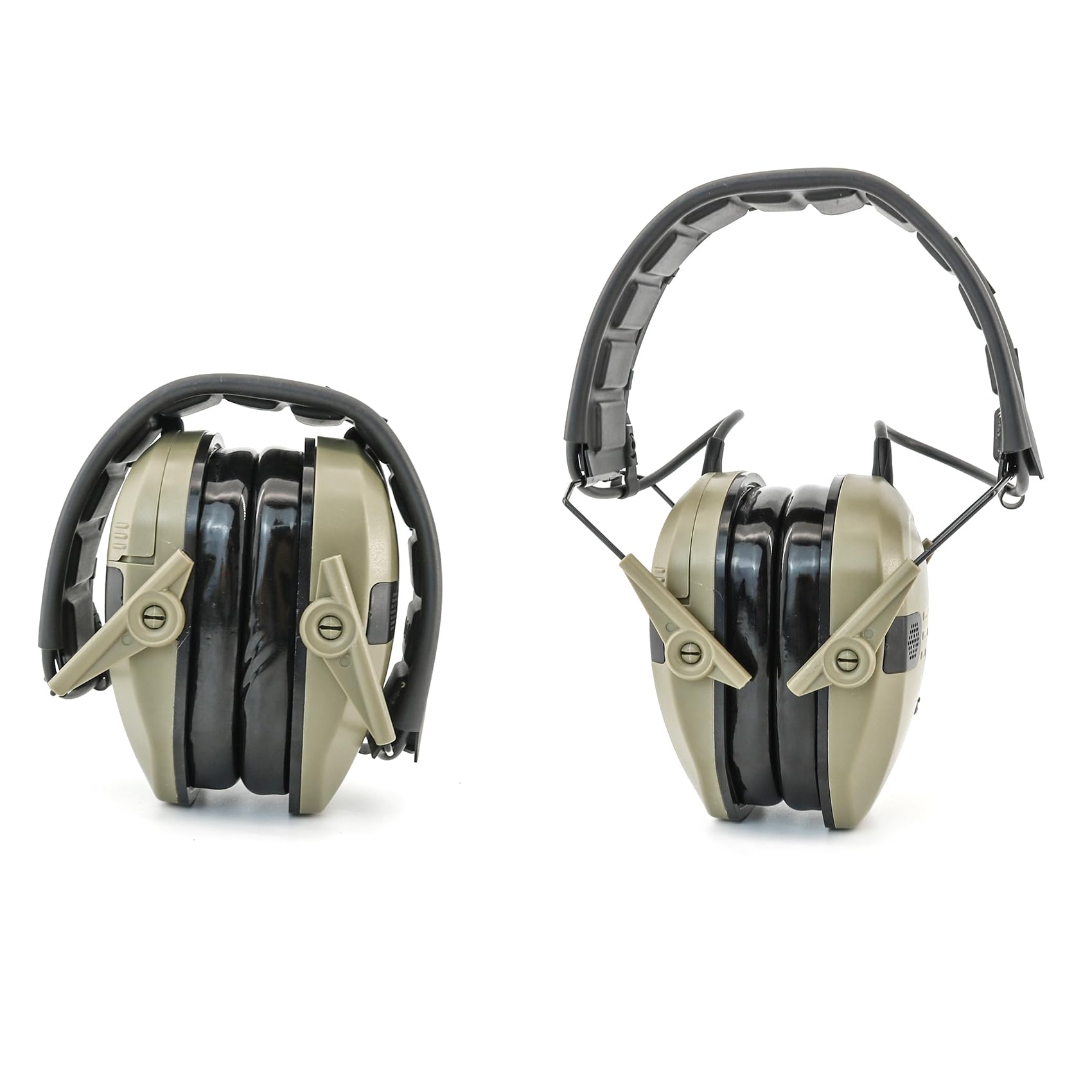Orejeras electrónicas de seguridad con protección auditiva NRR de 23 dB, reducción de ruido con almohadilla de gel para deportes al aire libre (bronceado)
