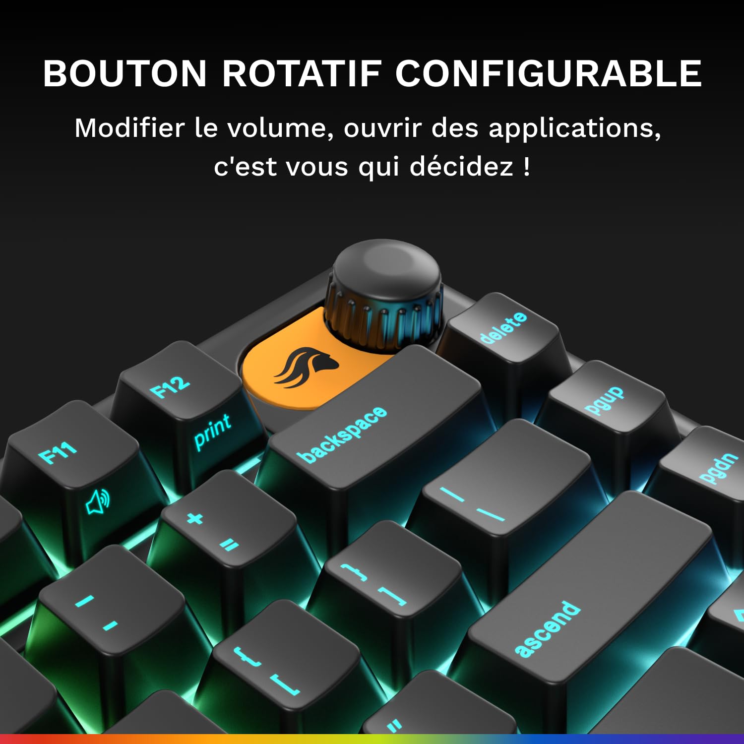 Clavier GLORIOUS Gaming GMBK 75% - Capuchons MX remplaçables, USB détachable, IP57 résistant Eau/poussière, RGB 10 Zones, Switchs Silencieux - Disposition française AZERTY
