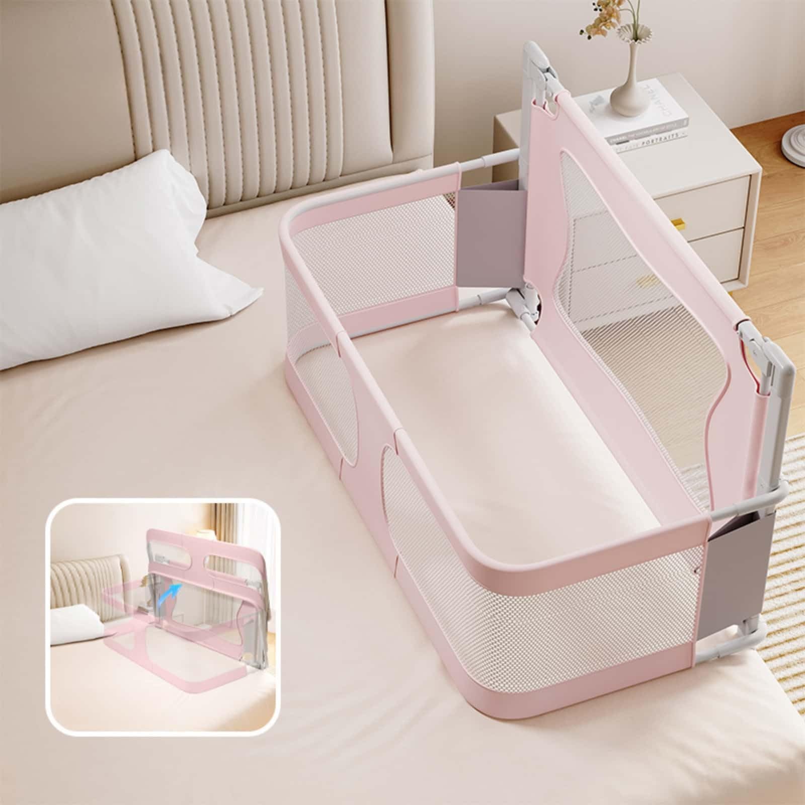 折りたたみ式ベビーベッド ピンク 高さ調整可能 Amazon.co.jp: Youluck多機能ベビーベッド 添い寝 ベッドインベッド