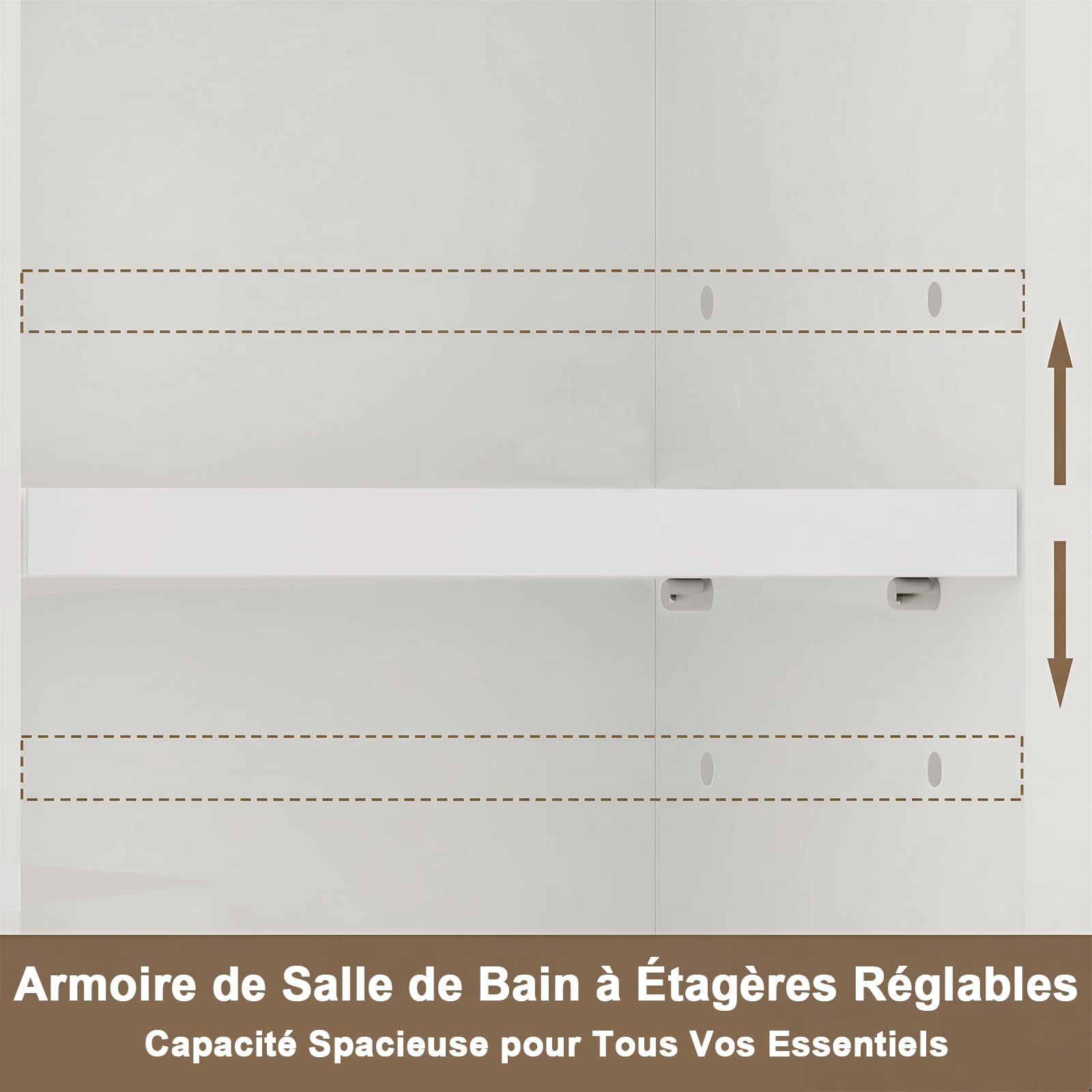 Meuble Colonne Salle de Bain, Armoire Haute de Salle de Bain avec 2 Portes et 1 Tiroir, Étagères Réglables, pour Petits Espaces, Blanc