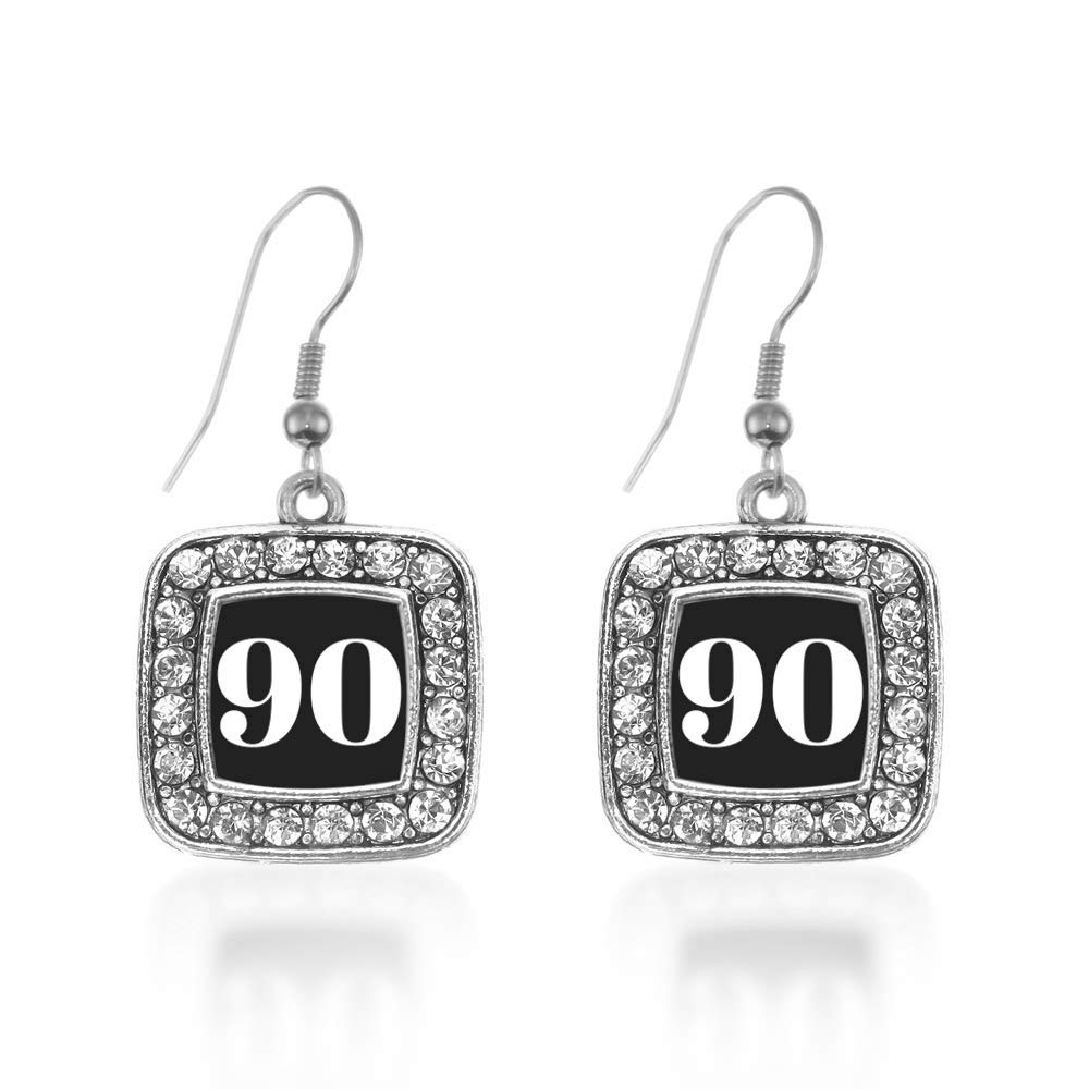 Inspired Silver - Silver Square Charm French Hook Drop Earrings with Cubic Zirconia Jewelry