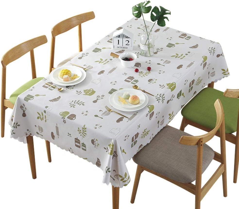 JUNJUN Rectangle Vinyl Table Cloth |Plastic tablecloth| Square Table Wipe Clean PVC Tablecloth |Oil Proof |Waterproof |Stain Resistant|Kitchen Table Cover 53x53 inch 135x135cm
