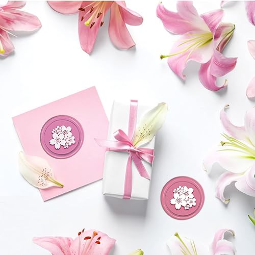 Miniatura 4 de CRASPIRE Sello de cera con diseño de flores de cerezo, sello de cera de 1.181 in1.18 pulgadas, cabeza de latón extraíble con mango de madera para
