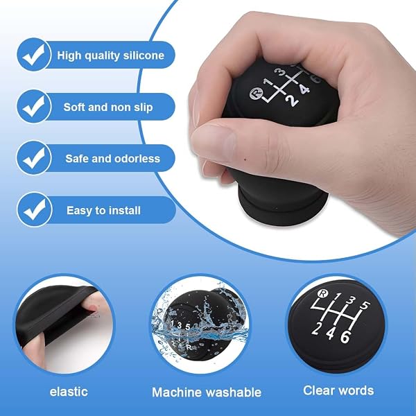 6-Speed Universal Car Gear Shift Knob Cover, Non-Slip Silicone Gear Knob Cover, Wear-resistant, Universal Gear Knob, 1 Pcs(Style B) - 3