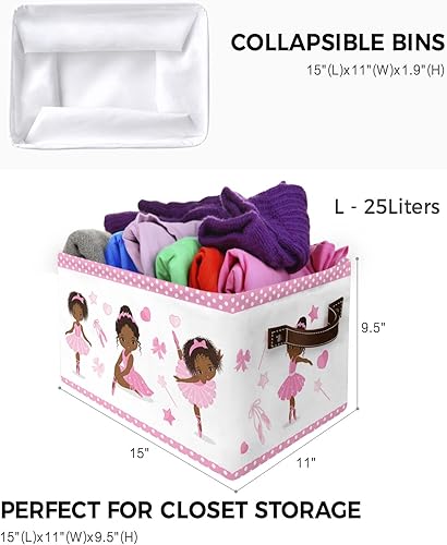 Miniatura 2 de Qumstemily Contenedores de almacenamiento para niñas africanas rosas para estantes, decoración de bailarina para habitación de niñas, cesta de