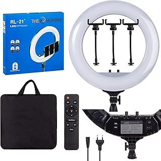 حلقة إضاءة ليد ناعمة بلون أسود/أبيض للمصورين والمكياج والفنانين والمدونين، RL-21