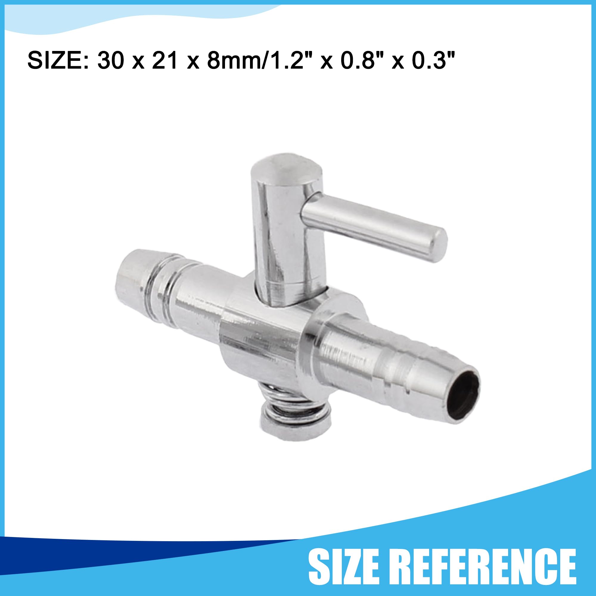 CAPASTEC Air Pump Control Valve, Single Way Air Valve Distributor for Aquarium Pump 1.2x 0.8x 0.3 Inch (Silver Tone 2pcs) - Image 3
