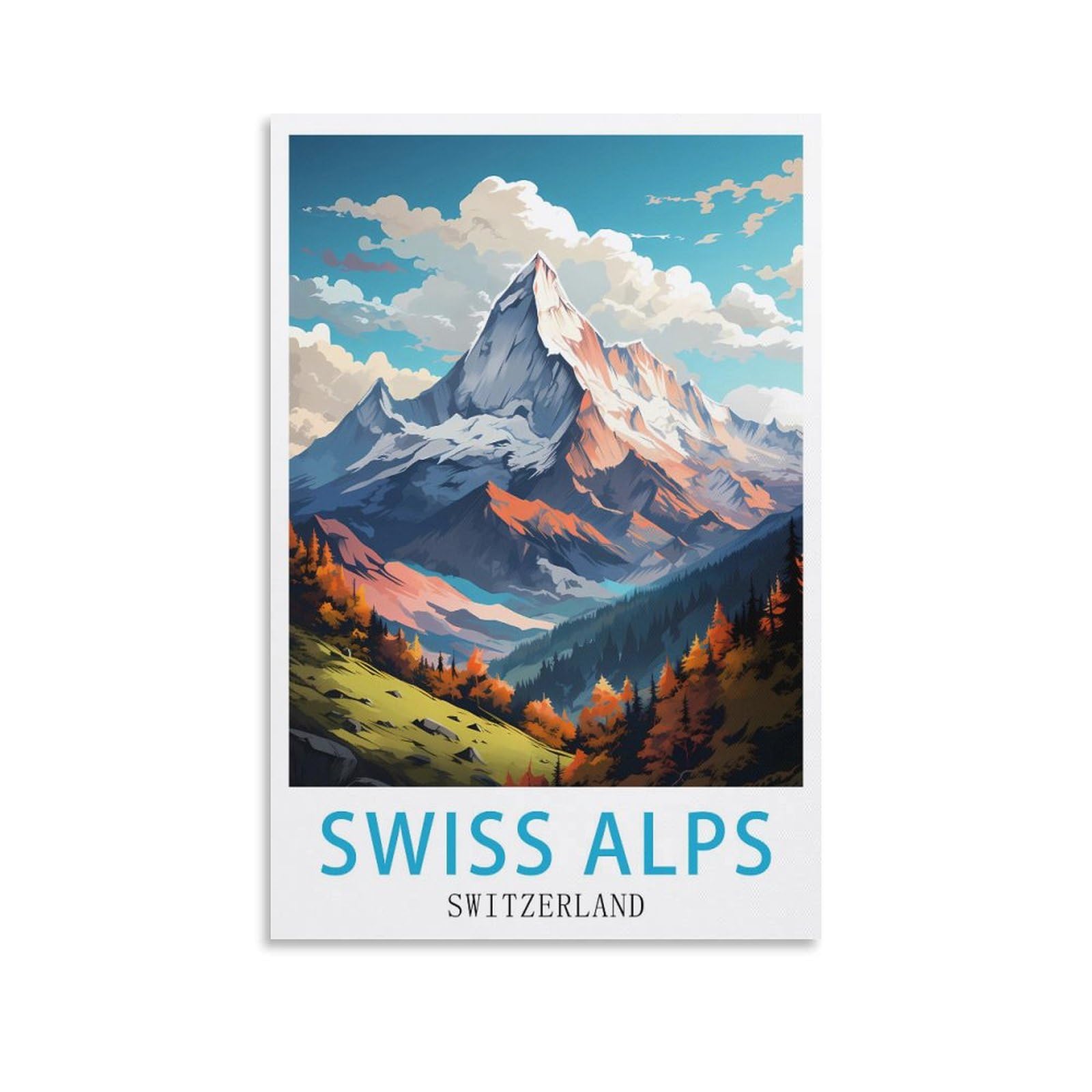 Orbana Unframe-Style Swiss Alps Switzerland Vintage Travel Posters 08X12inch(20X30cm) Canvas Print For Living Room, Bedroom, Dorm, Home, Office Wall Decoration