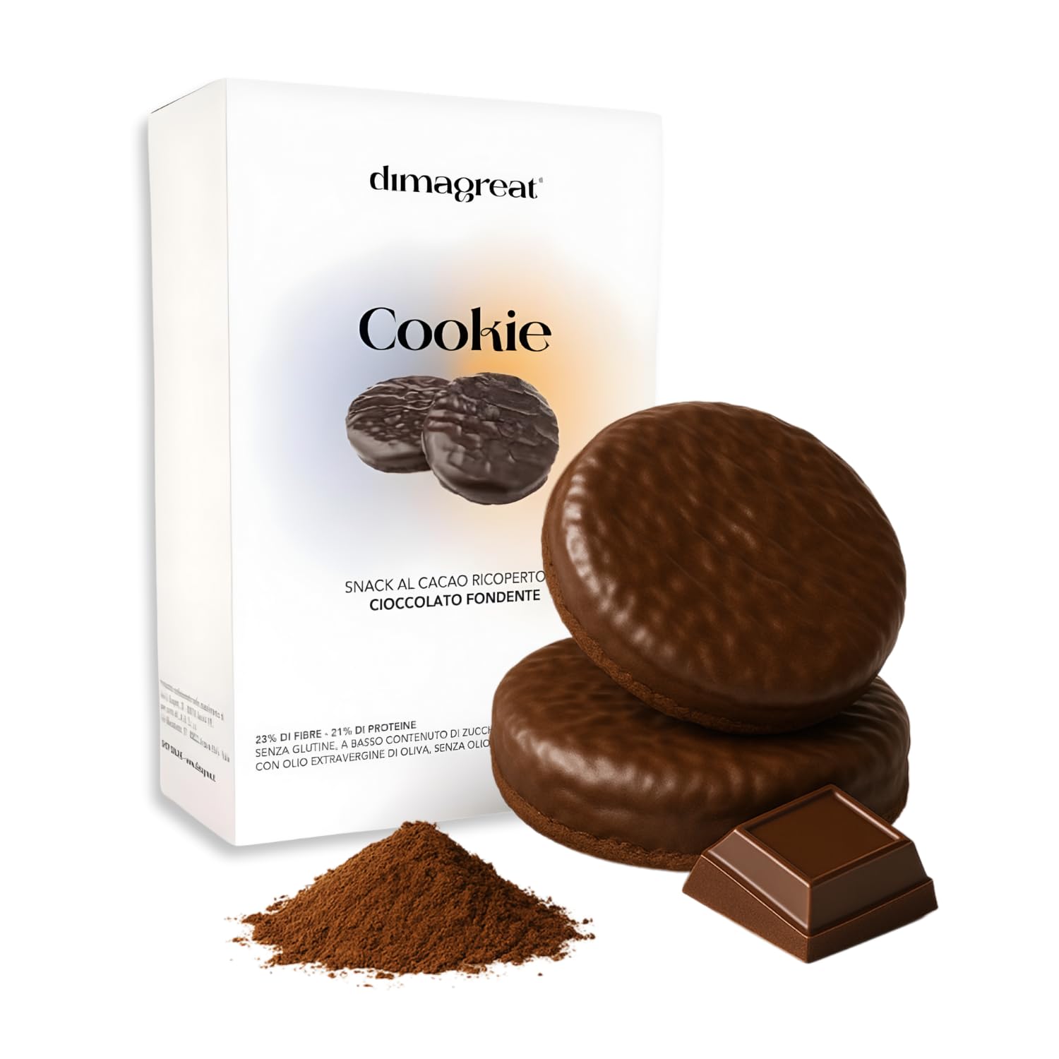DIMAGREAT 27 Biscotti Proteici Gusto Cacao e Cioccolato Fondente, Made in Italy - Ricchi di Proteine e Poveri di Carboidrati, Forte Dimagrante - Dieta Chetogenica e Senza Glutine