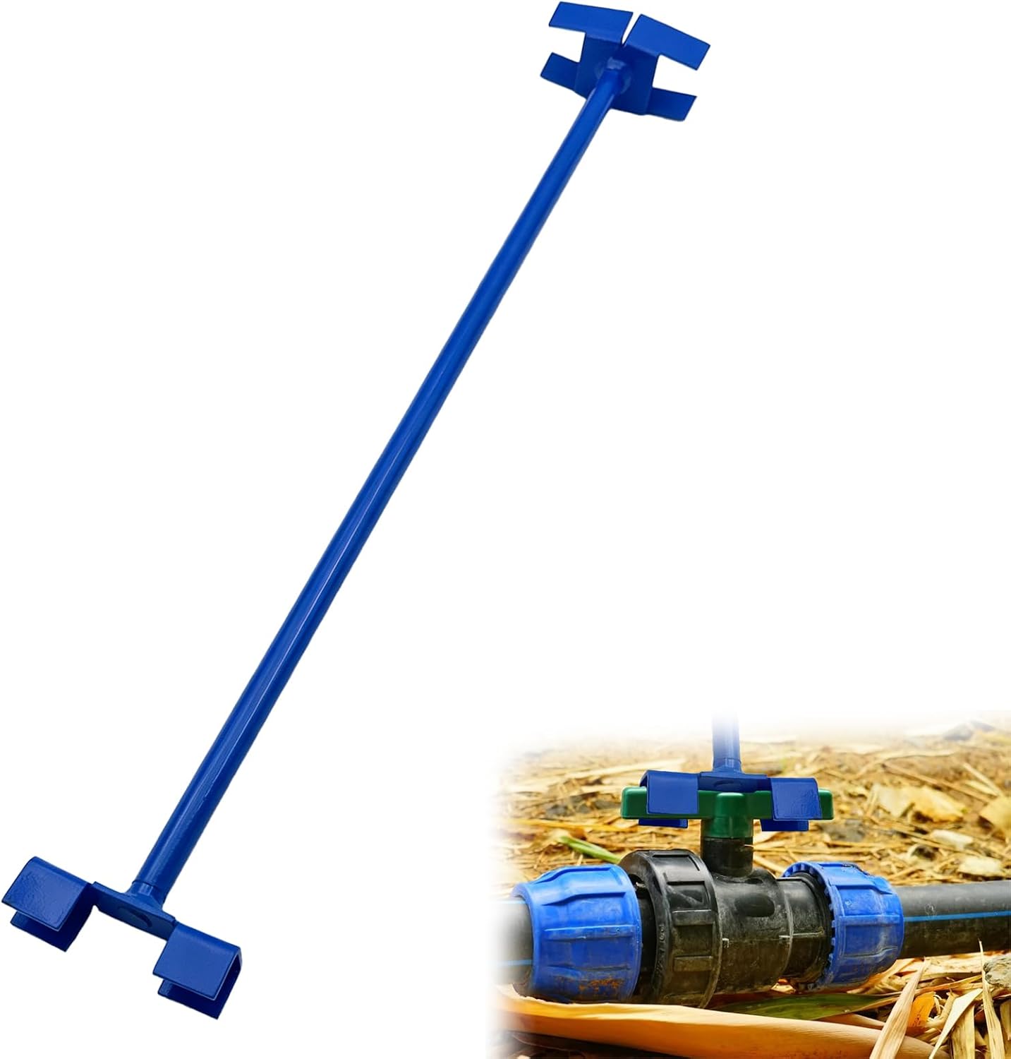 26.5" Long Handle Water Valve Shut Off Tool, PE Pipe Key Wrench | 26.5" Long Handle:Reach deep underground valves effortlessly.Heavy Duty Steel:Durable metal for high torque outdoor plumbing.