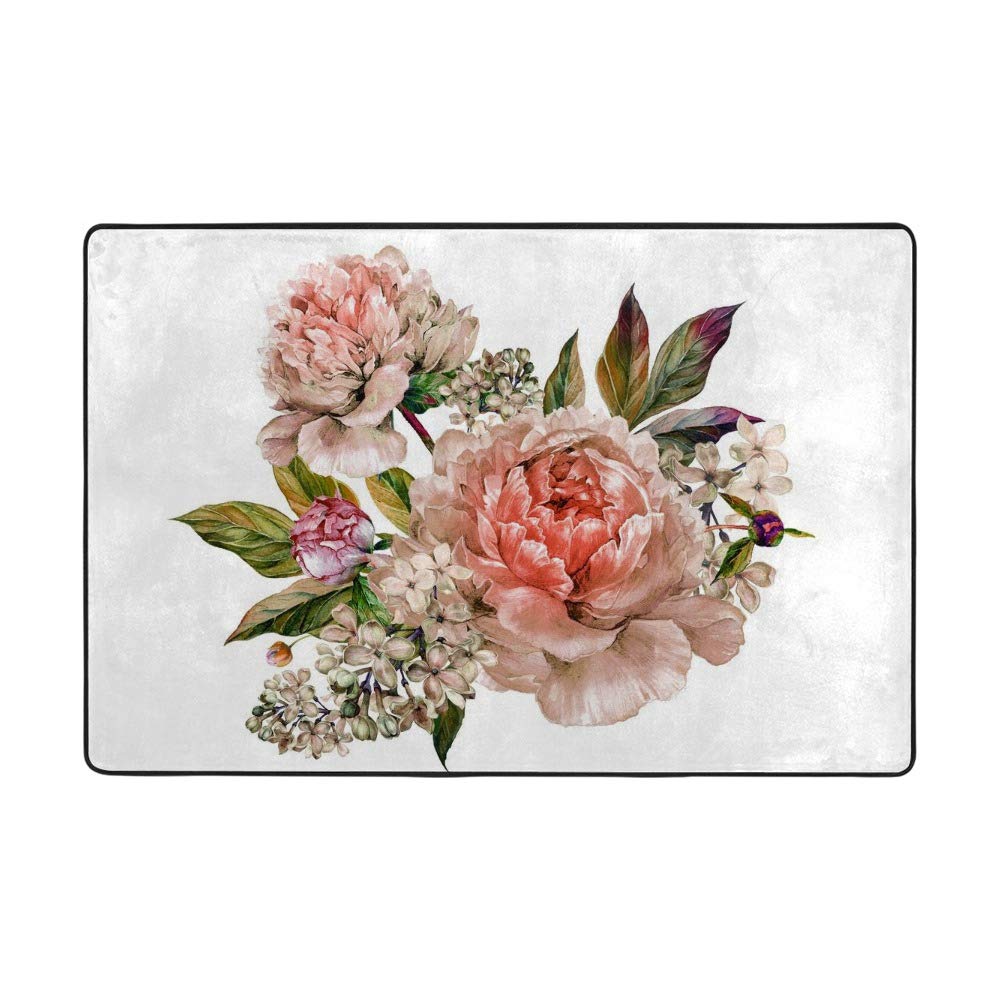 Tapis pivoines rose vintage pour maison et décoration de salon moderne