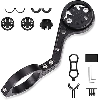 JNUYISW Bicycle Computer Mount for Garmin Edge, Bryton, Cateye Handlebar Mount Combo, Bicycle Mount Out Front, Stem Mount for GoPro Camera and Torch