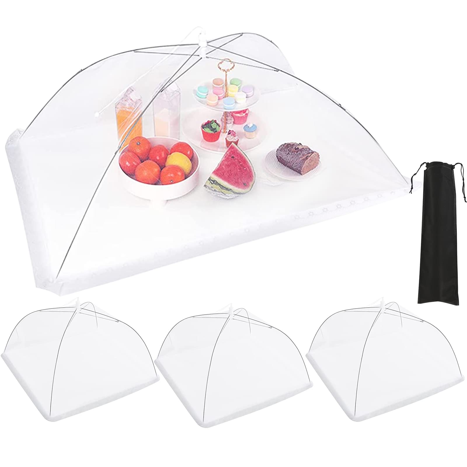 JULBEAR 4 Pcs Extra Large Mesh Food Cover Tent Umbrella for Outside Parties