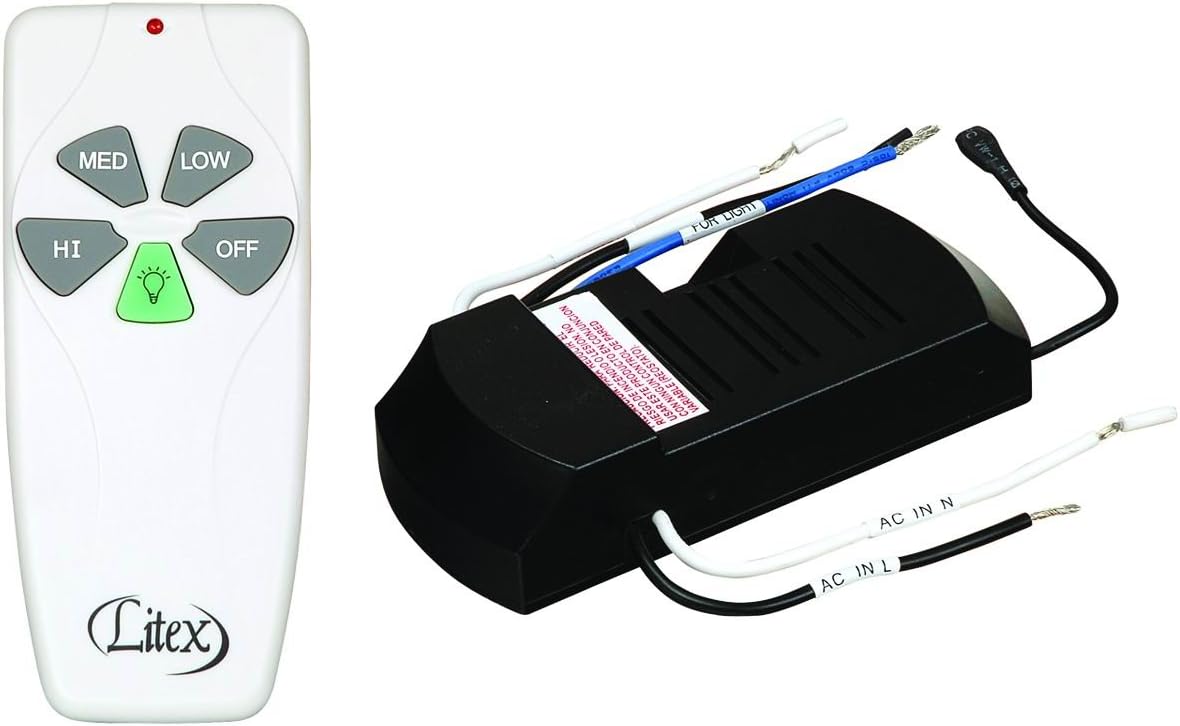 Litex RCI-103 Universal Remote Control with Three Speeds and Full Range Dimmer White, 4.50x0.50x2.50