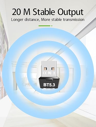 Miniatura 6 de Adaptador USB Bluetooth 5.3 para PC, compatible con Windows 11108.17,5.3+EDR Bluetooth transmisor receptor inalámbrico para escritorio, portátil,