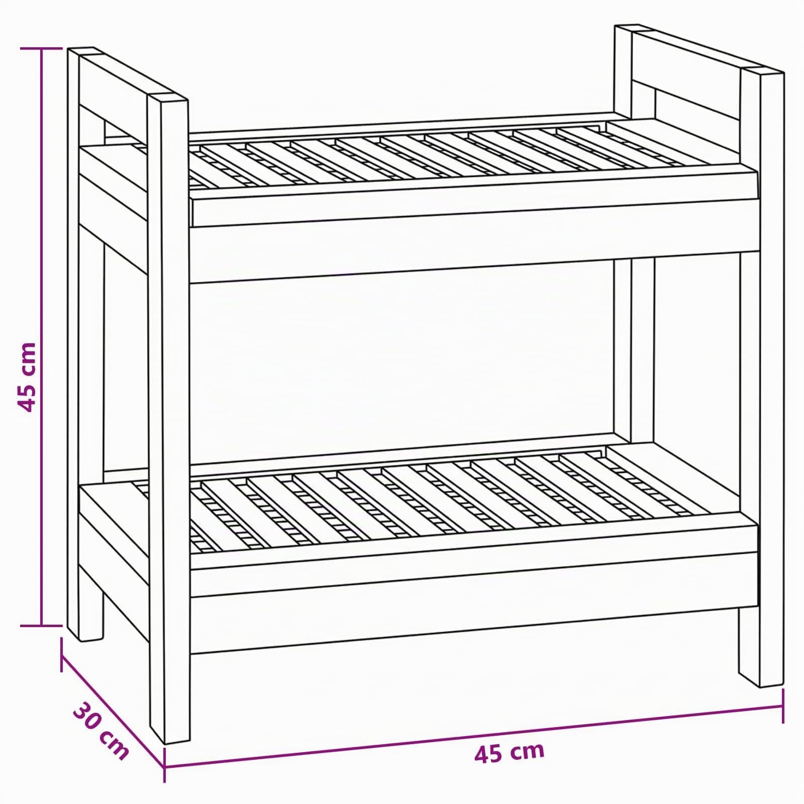 vidaXL Estante de baño Natural 45 x 30 x 45 cm Madera de Teca Maciza