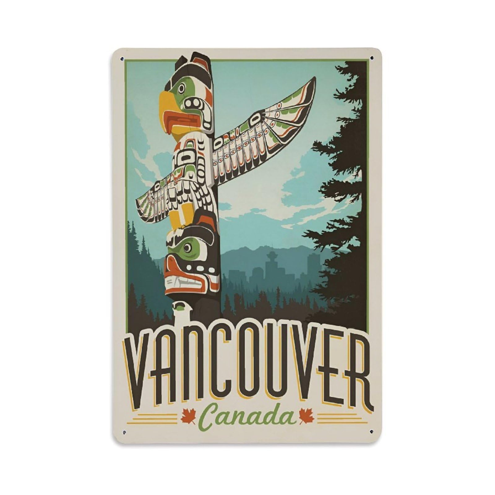Vintage Trave Poster Canada Vancouver Metal Tin Sign Wall Decor for Cafe, Club, Garden Metal Poster 8x12Inch