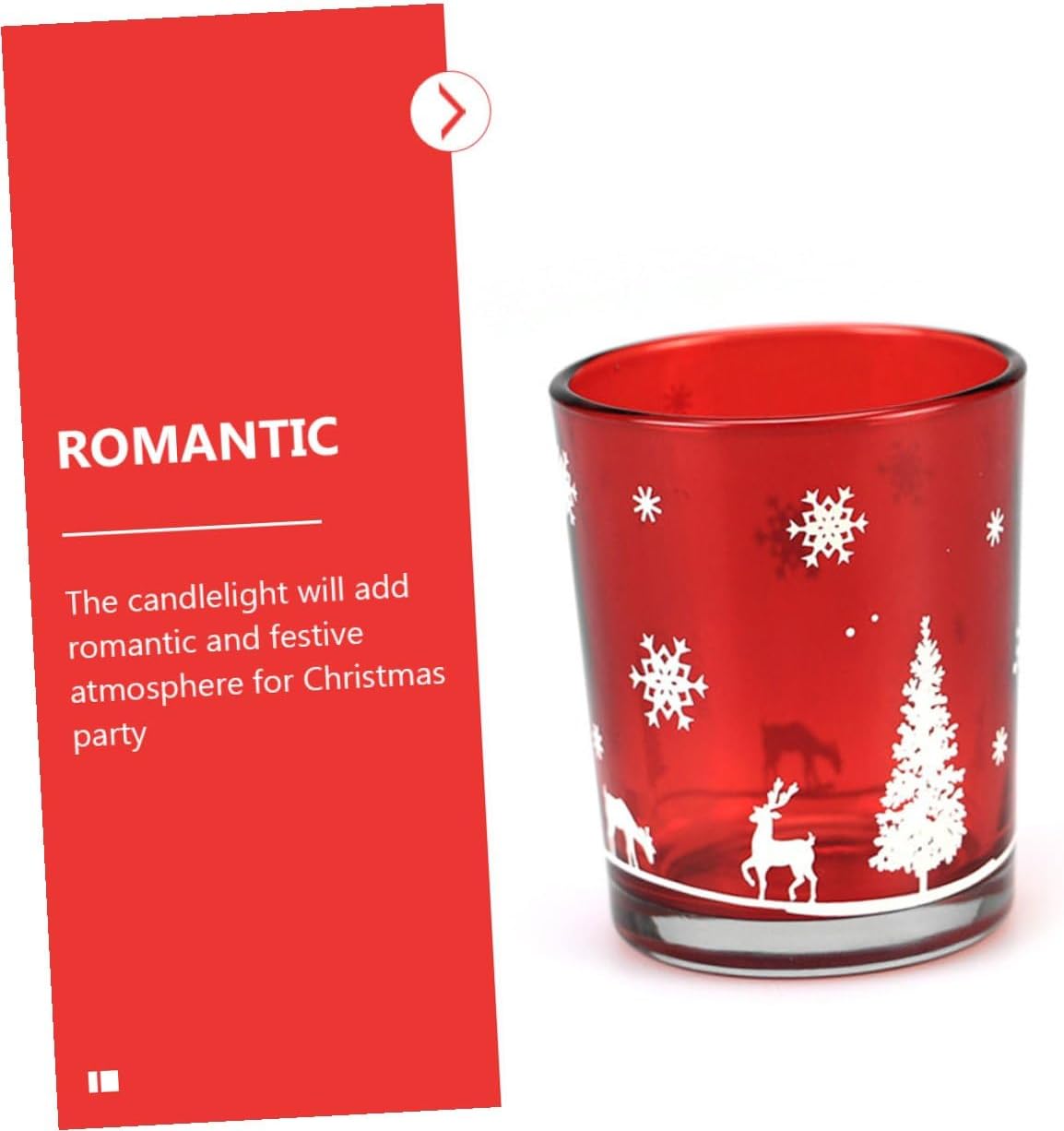 2pcs Red Glass Christmas Candle Holders Empty Festival Candle Cup Ornaments Xmas Theme Decorative Candleholders for Holiday Home Décor