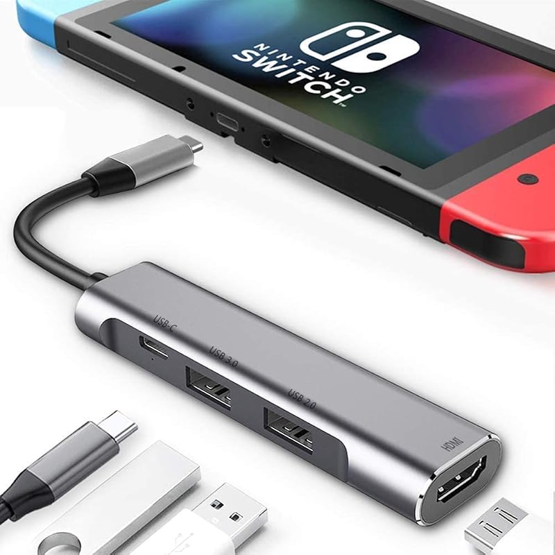 RREAKA Switch Dock per Nintendo OLED, 4 in 1 Adattatore TV con HDMI 4K, Porta USB 3.0, Carica USB-C 100W, Stazione di Carica Portatile per Viaggio, compatibile Samsung Dex S24, MacBook