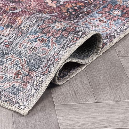 Rugshop Multi Transitional Vintage Bordered Runner Rug — Machine Washable, 2'6"x10' for Hallway, Entryway and Kitchen