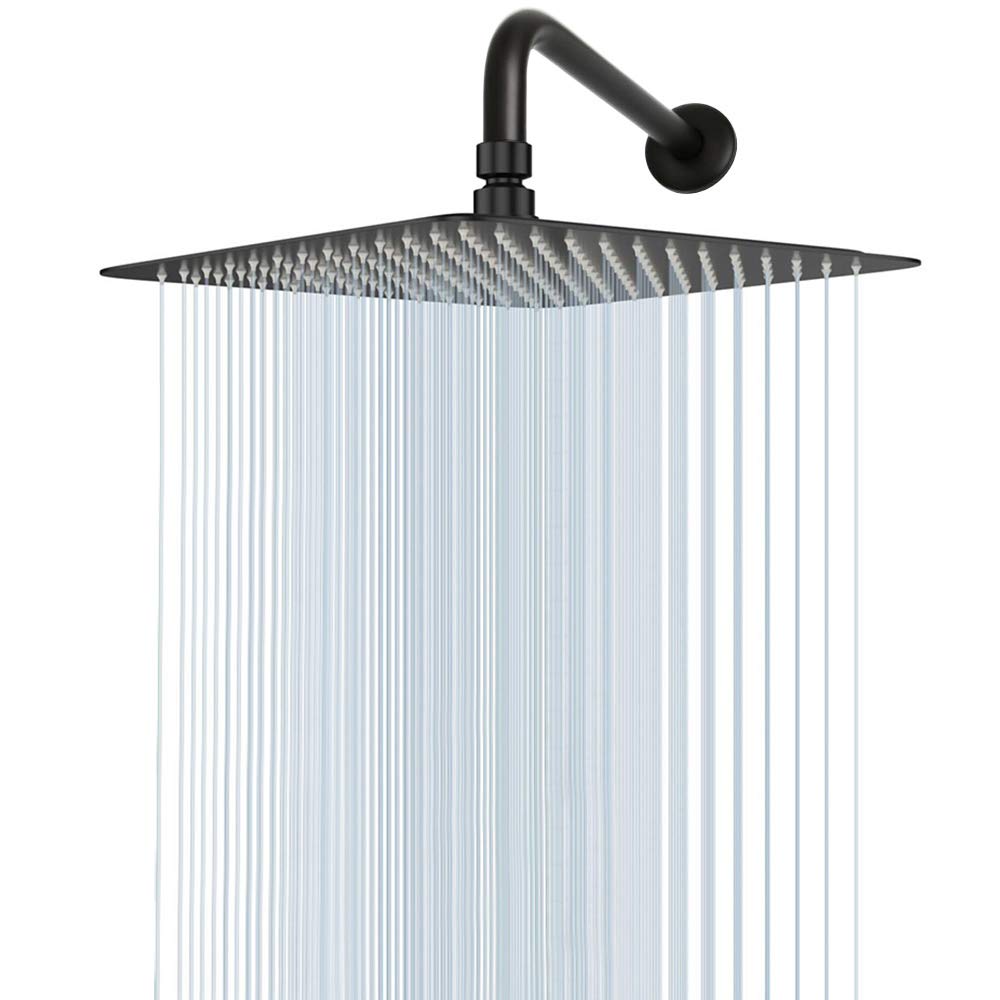 Rain Shower Head With Extension Arm, NearMoon Square Shower Heads, Large Stainless Steel