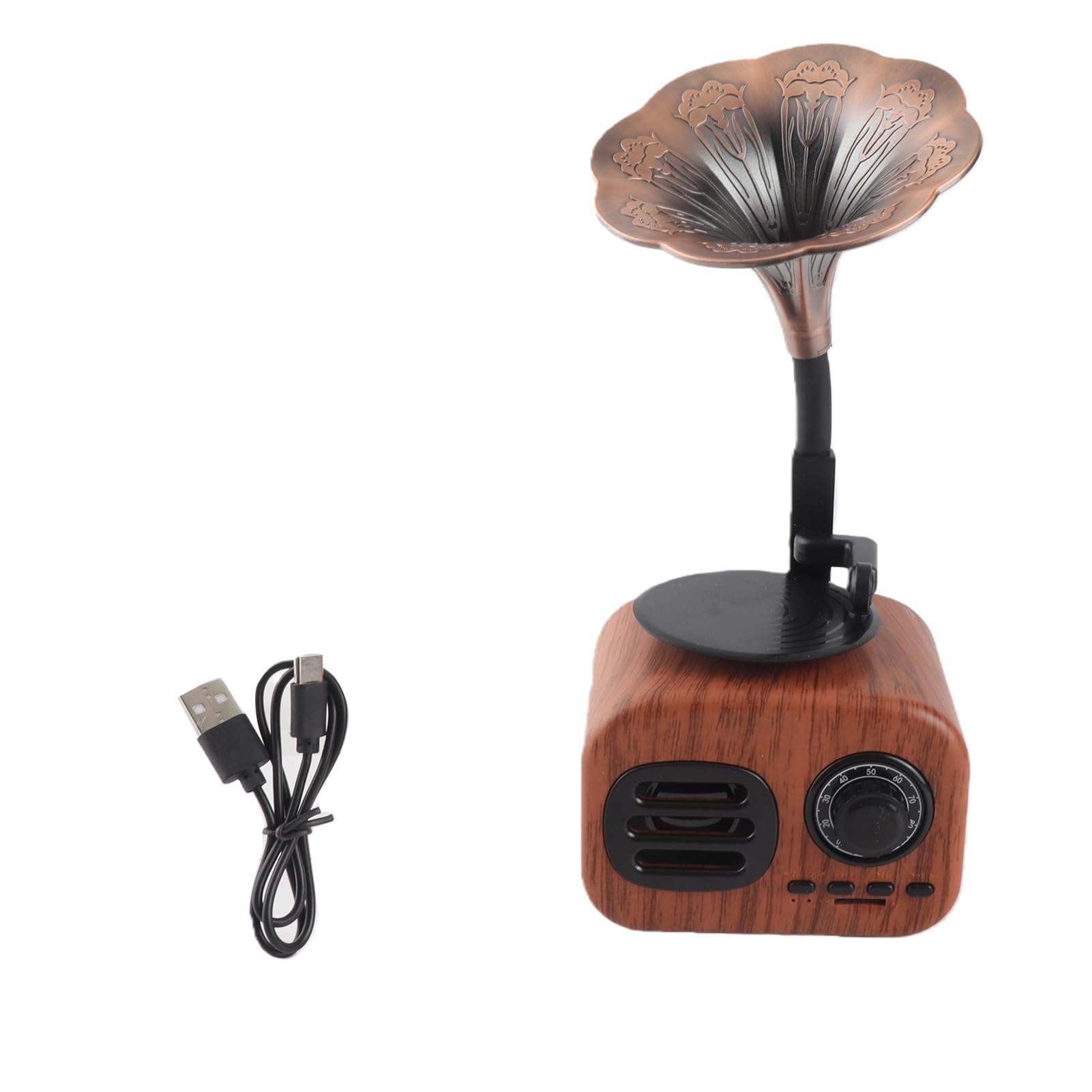 Mini Altoparlante Bluetooth, Design retrò, Potenza 5W (Noce)