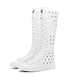 Momuk Girls Women Stylish Canvas Knee High Boots Causal Sneakers School Shoes Size 8.5 B(M) US White
