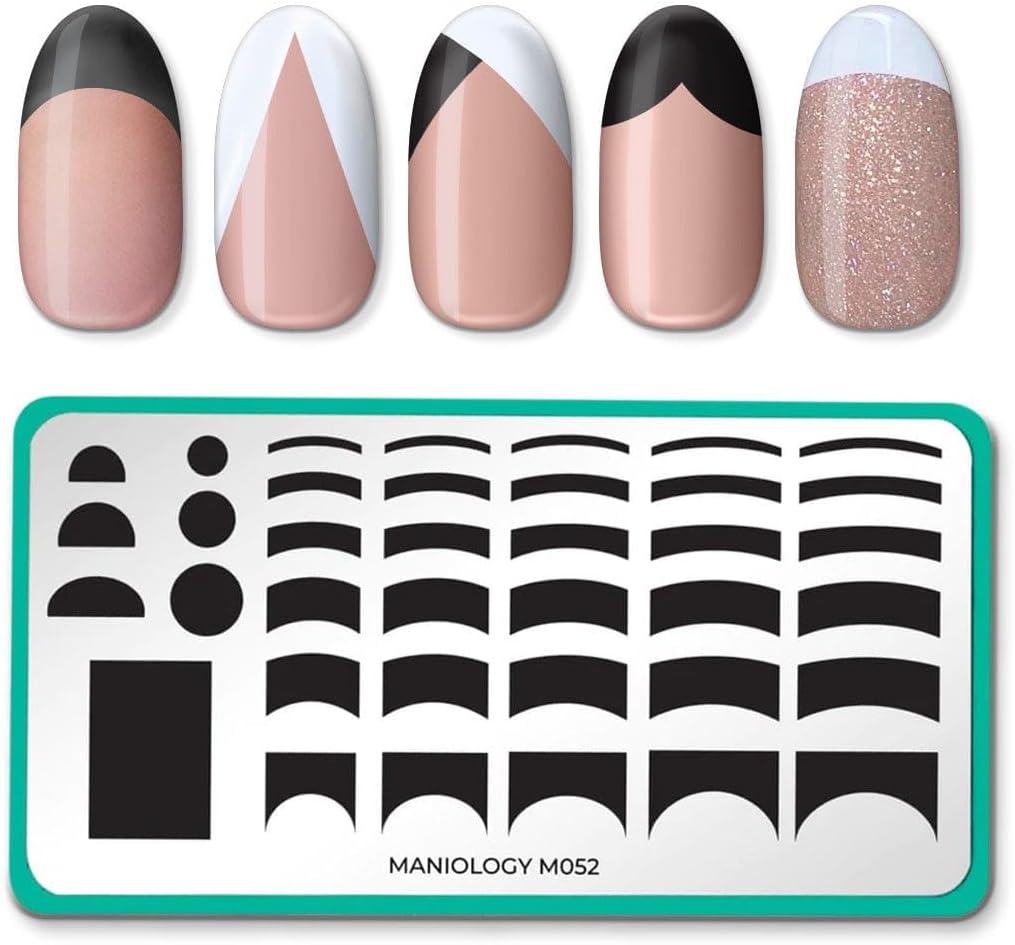 Pardon My French French Tip Manicure Nail Stamping Plate | Easy Basic Simple Minimalist Manicure DIY Patterns - Reusable, Rectangular, Stainless Steel Nail Art Template