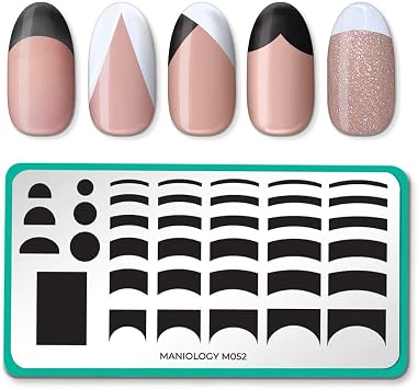 Maniology Pardon My French Nail Stamping Plate | Easy French Tip Nails | Simple Nail Art Design for Minimalist DIY Manicure, Reusable Rectangular Stainless Steel Nail Art Template