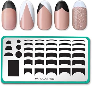 Maniology Pardon My French French Tip Manicure Nail Stamping Plate | Easy Basic Simple Minimalist Manicure DIY Patterns - Reusable, Rectangular, Stainless Steel Nail Art Template