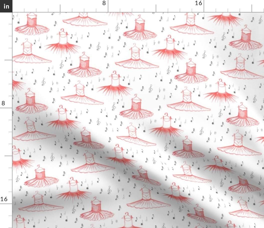 Spoonflower Fabric - Ballet Notes Dance Ballerina Girl Watercolor Tutu Music Printed on Petal Signature Cotton Fabric by The Yard - Sewing Quilting Apparel Crafts Decor