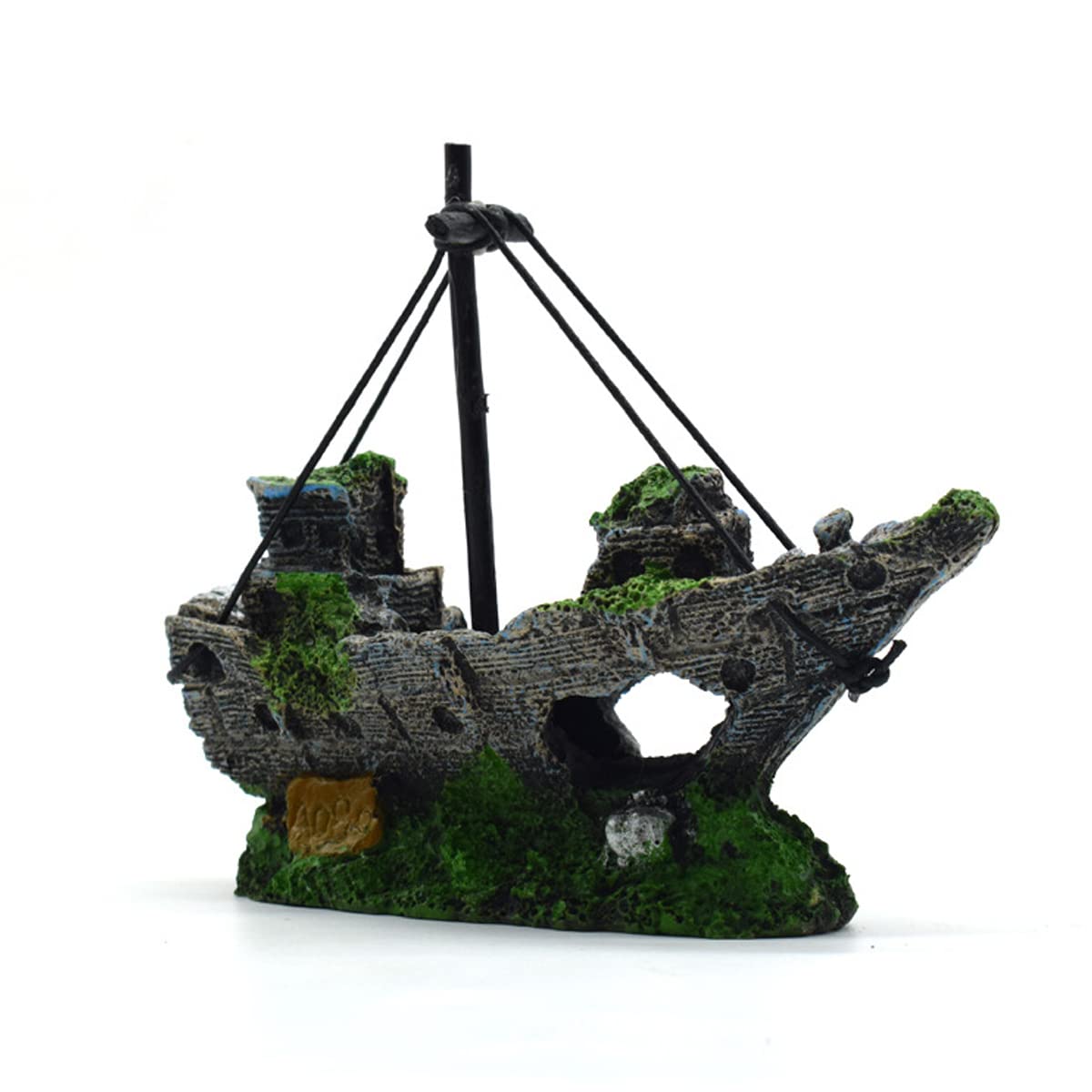 Decorazione per Acquario Pirata Nave Aquarium Fish Tanksscaping Decoration Betta Hideout Resin Ornnents,14.5x5.5x12cm