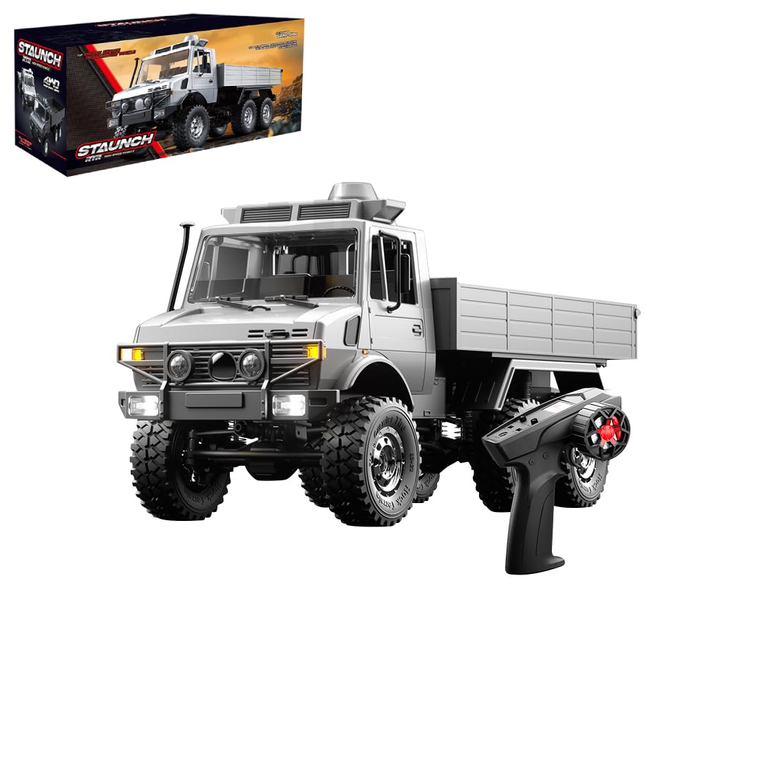 TinyWizTo 1/18 6WD All-Terrain Off-Road RC Transport Truck, 2.4G 15KM/H High Speed Crawler Model, Ideal (Silver)