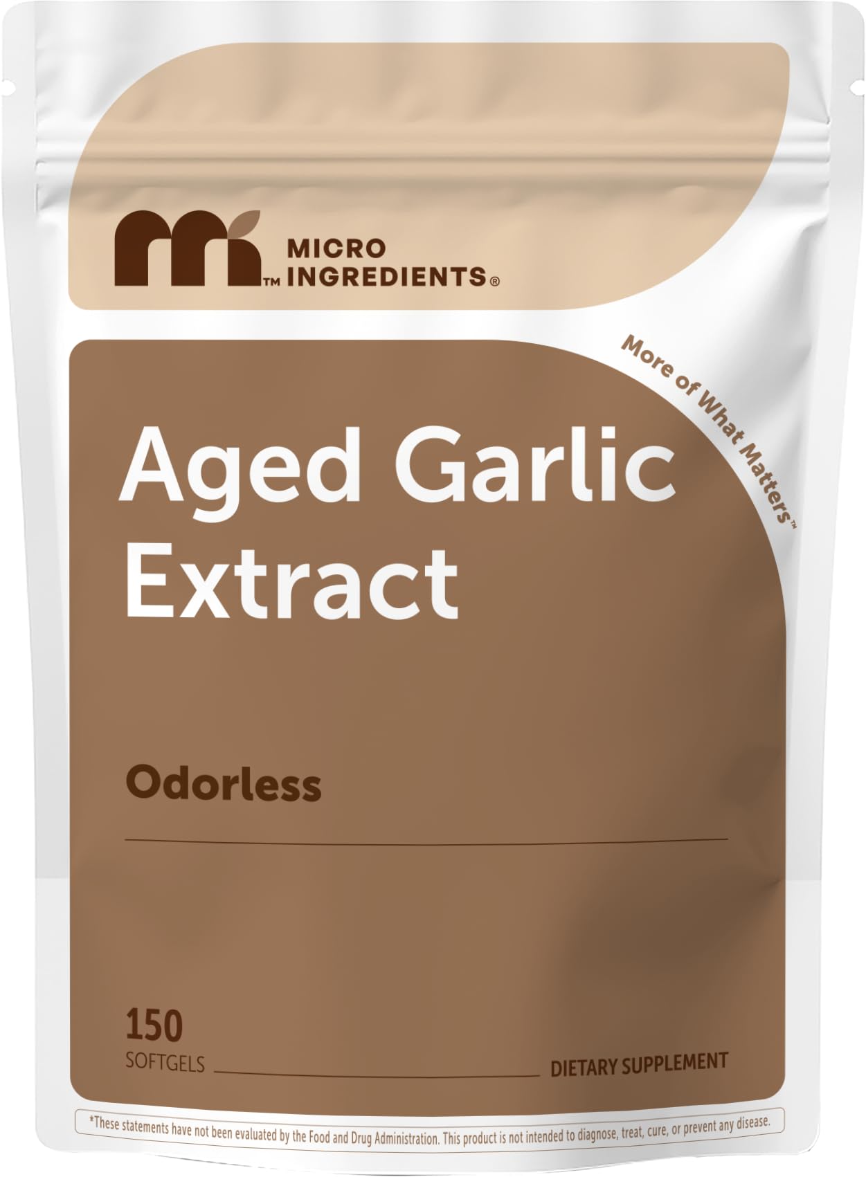 Micro Ingredients Odorless Garlic, 150 Softgels | 2 Years Aged Garlic Extract | Grown Allium Sativum Bulb | Natural Herbal Supplements | Non-GMO, Gluten Free 150 Count (Pack of 1)