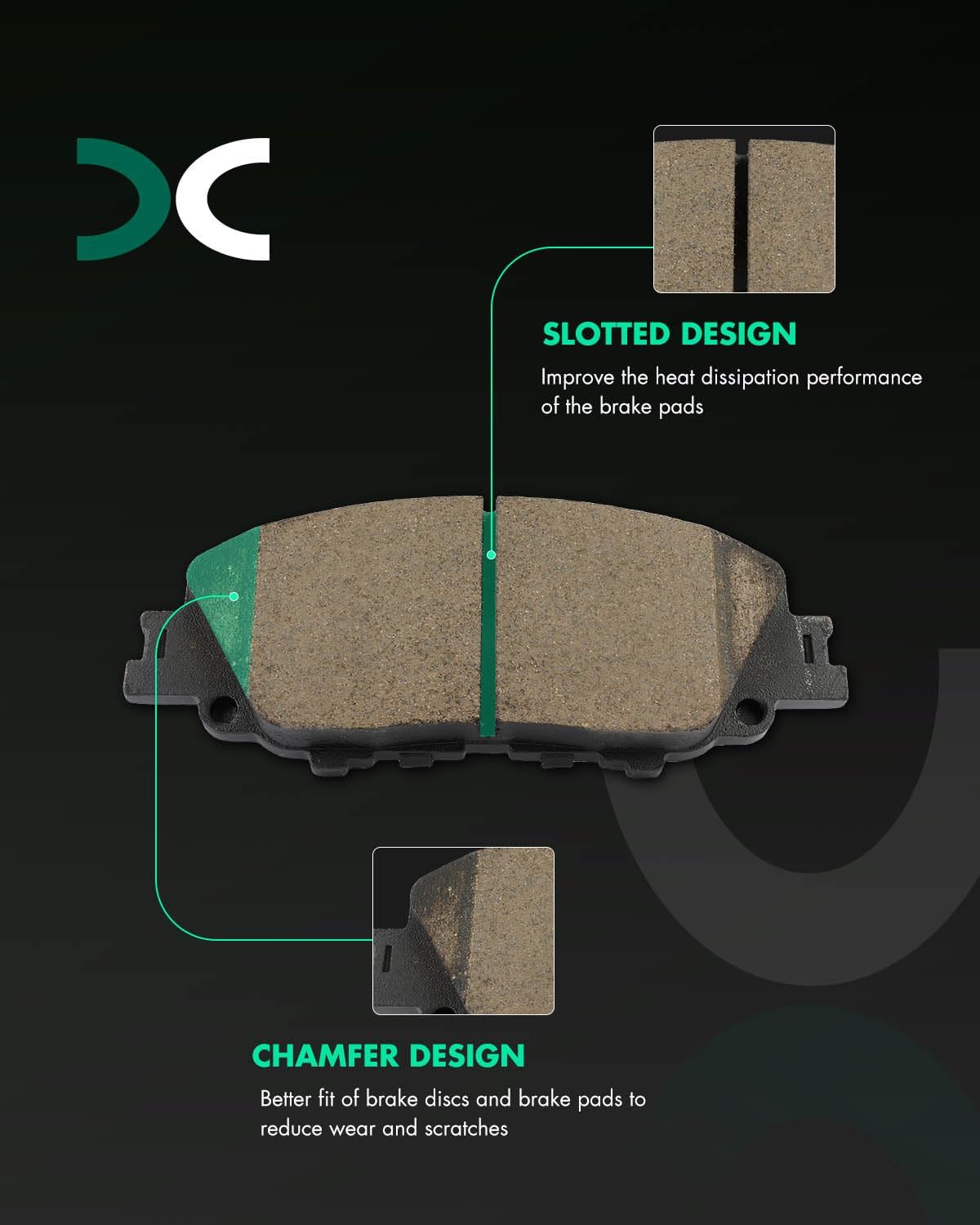 SCITOO D2176 Front Ceramic Brake Pads Sets w/Hardware Replacement For Toyota For Corolla 2019-2023,For Toyota For Prius 2023,For Toyota For Prius Prime 2020-2022