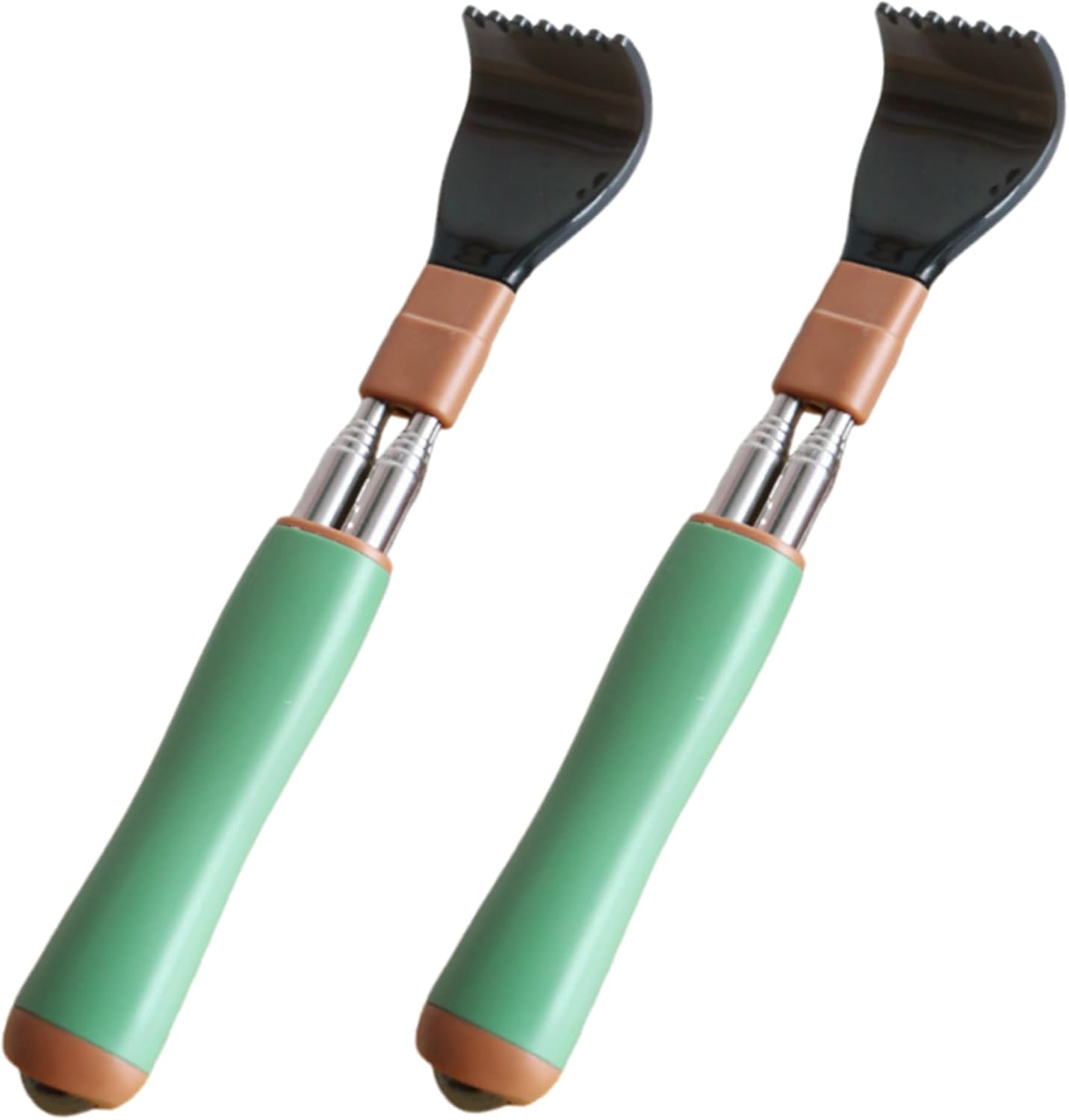 Portable Extendable Double-Pole Back Scratcher（8.3-21.3in），Hand Massager for Scratching Itches, Strong and Sturdy,Good Practical and Novel Gifts for Friends and Family. (Green, 2 Pack)