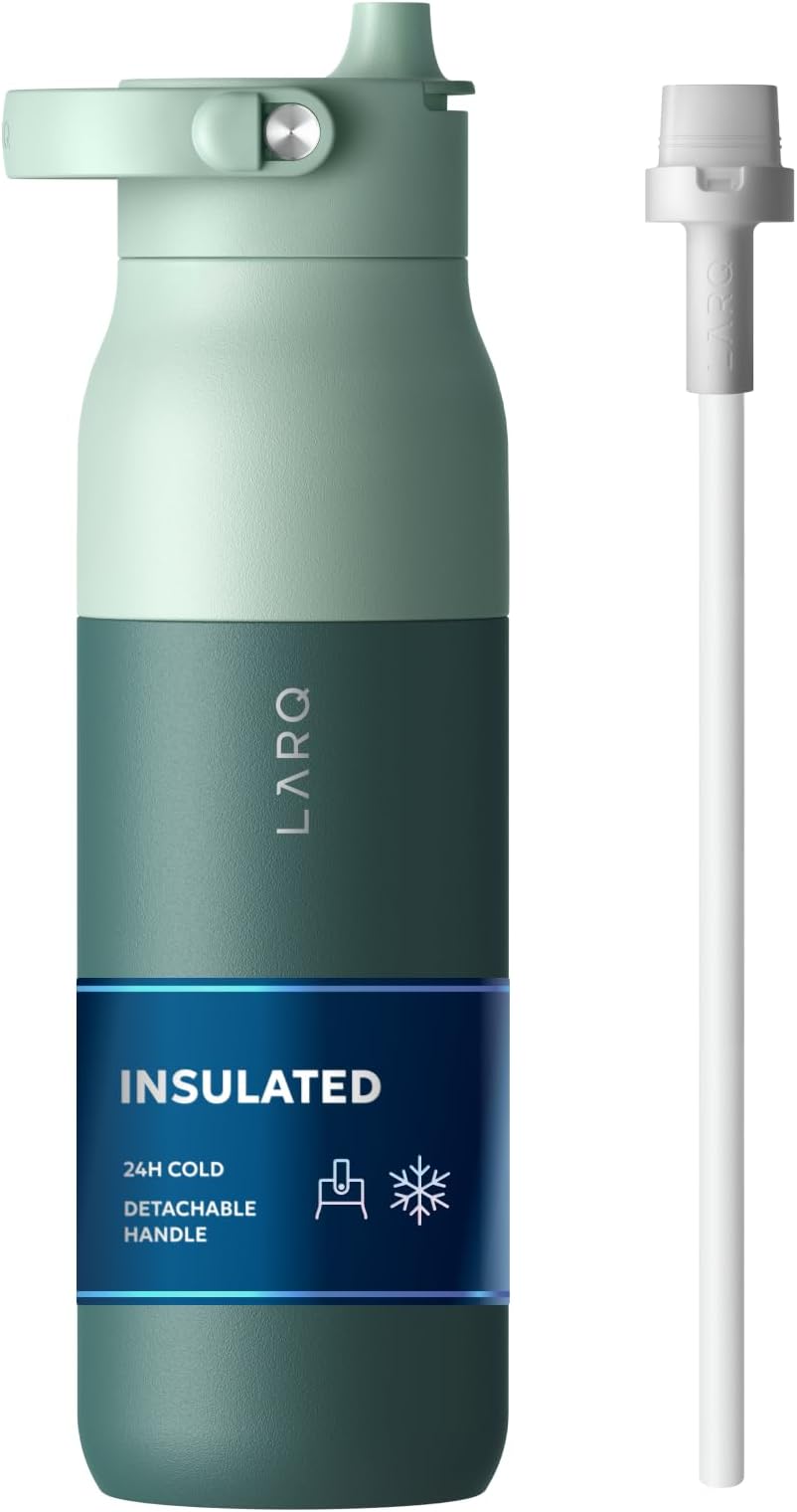 LARQ Swig Top H₂O Bottle 1 Liter /34oz – Insulated Stainless Steel Water Bottle with Integrated Straw – Wide-Mouth, Detachable Handle, BPA Free – Perfect for Gym, Sport, Football, Yoga and Travel