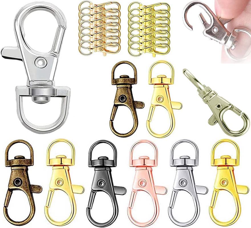 DIY Crafts 10 Pcs, Silver, (10 Pcs, Silver) Metal Lobster Claw Clasps Wide 3/4" Round Ring 360 Swivel Trigger Snap Hook for Specialist ID Keychain Key Rings Crafts (10 Pcs, Silver)