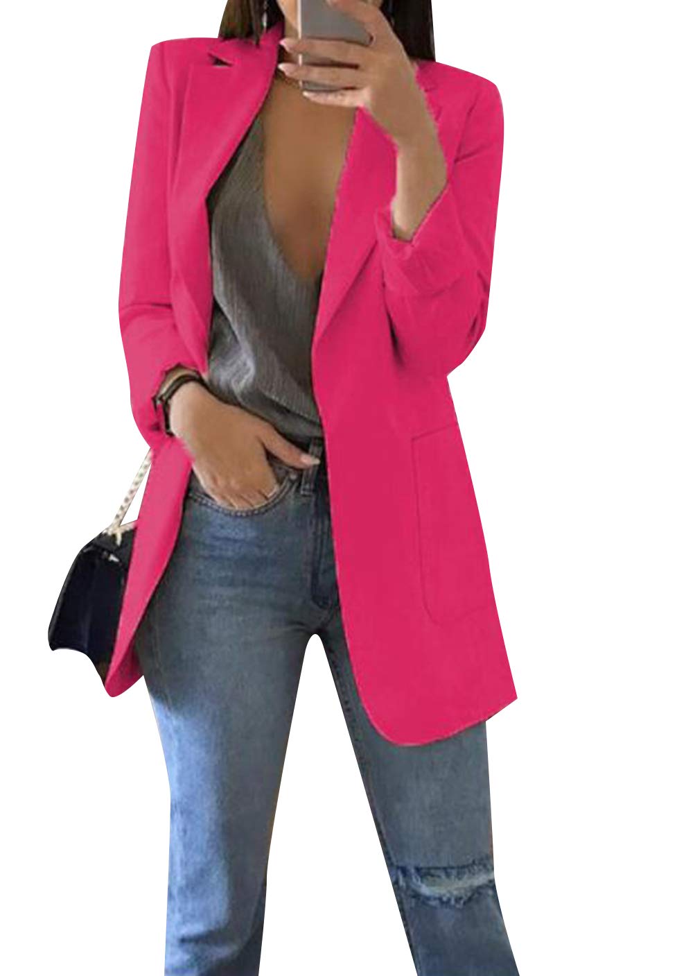 Women Casual Loose Fit Long Sleeve Blazer Cardigan Fashion Plus Size Work Blazer