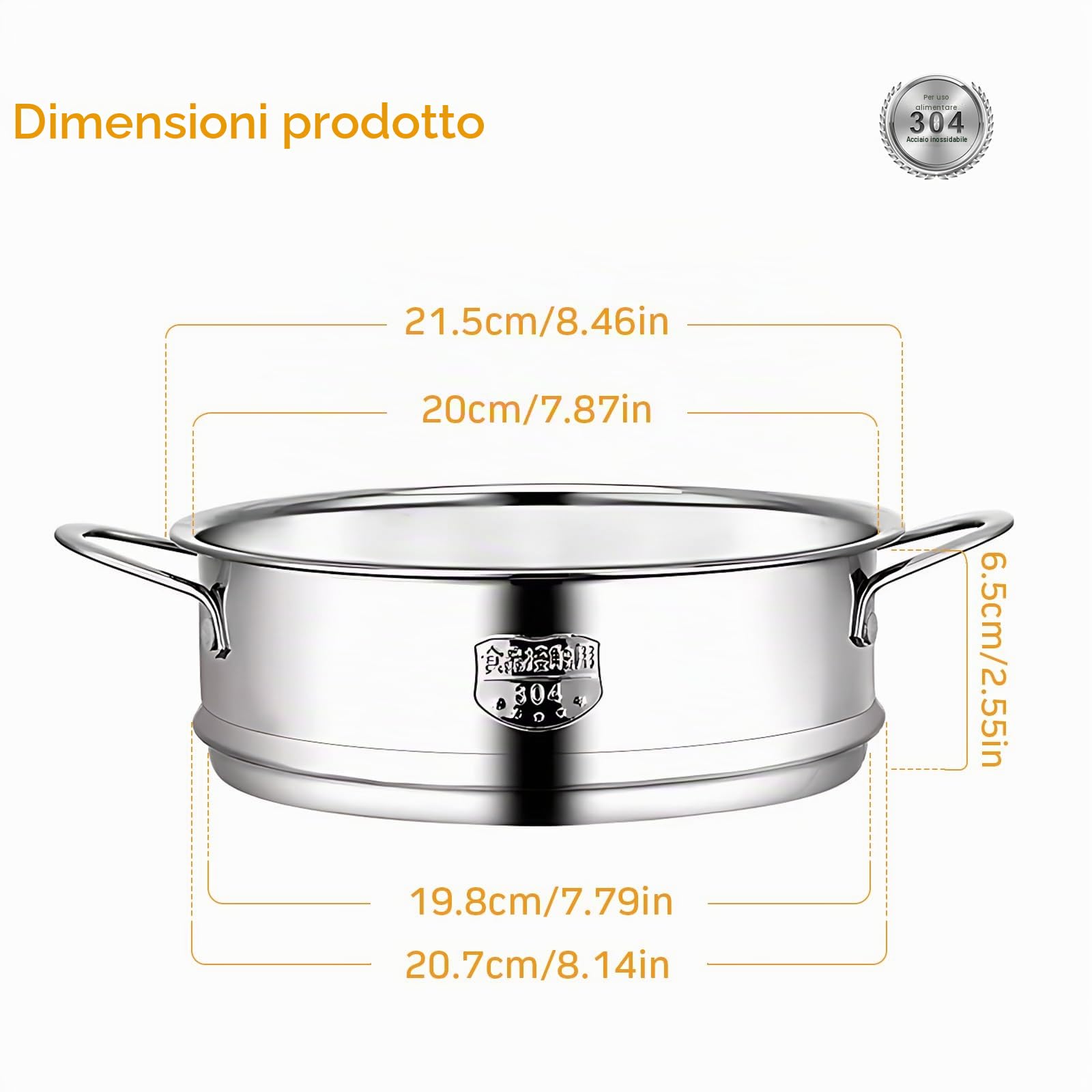 Cestello per Cottura A Vapore In Acciaio Inox,Cestello per Cuocere Verdure a Vapore,Inserto Vapore Forato,Supporto per Pentola a Pressione,Diametro Interno di 20 Cm,Resistente,Cuoce In Modo Più Sano