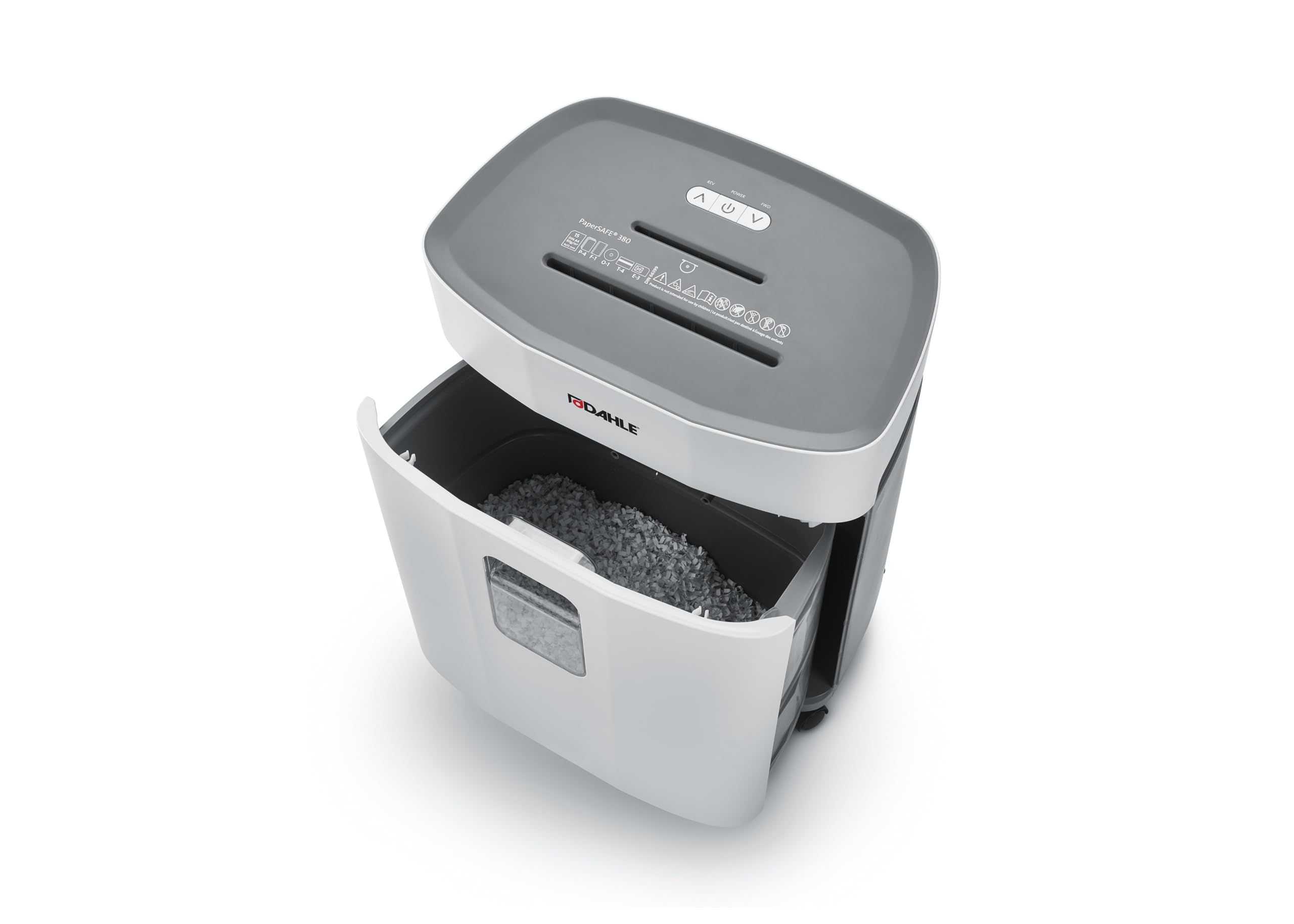 Dahle PaperSAFE PS 380 Trituradora de papel 15 hojas P4 corte en partículas 25 L gris
