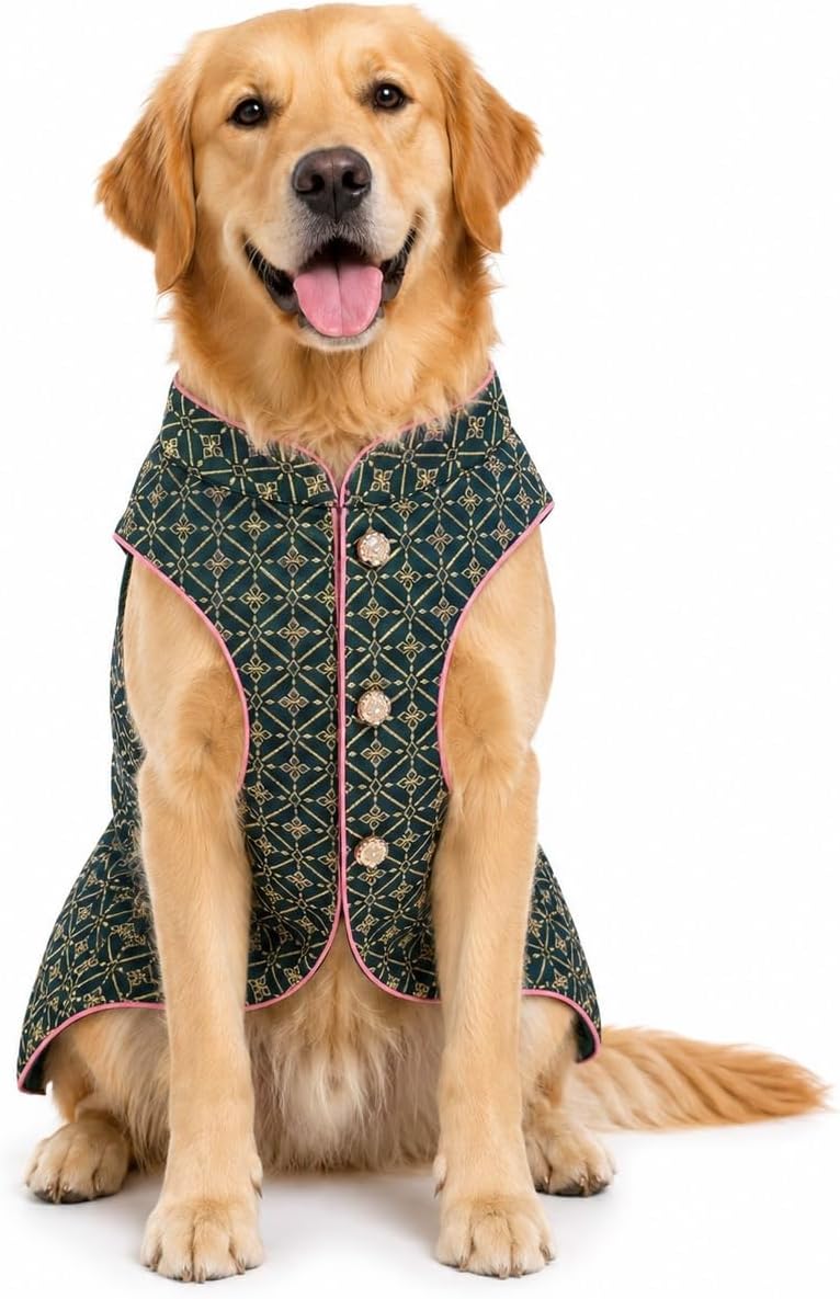 Traditional Dog Sherwanis - Perfect for Weddings and Celebrations, Dog Clothes, pet cosutme, Indian pet Clothing | Green Heritage (Large)
