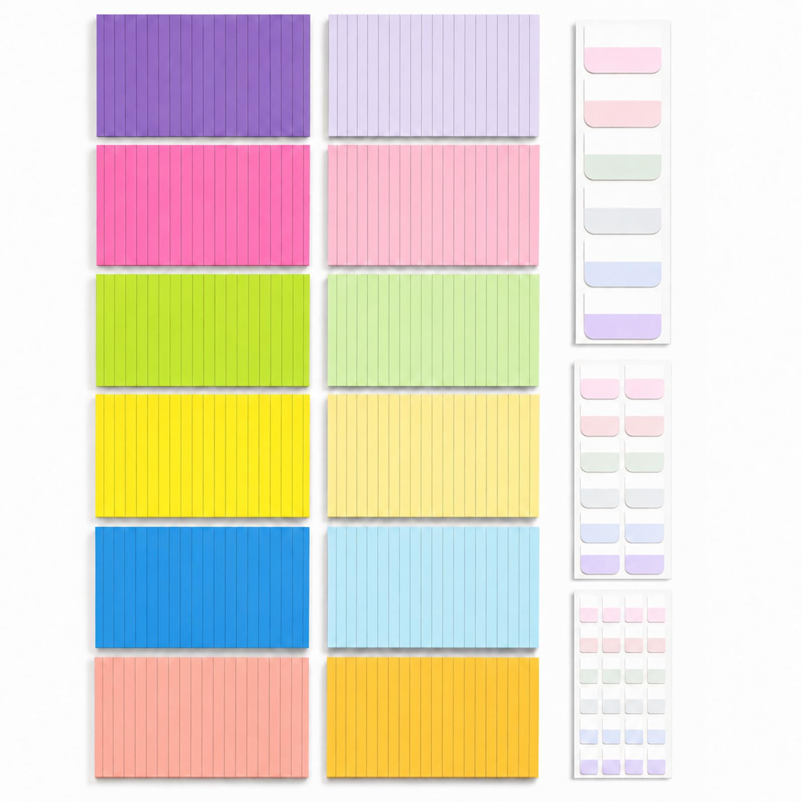 960 Pcs Sticky Notes Set, 12 Lined Pads, 4 x 6 Inch, 12 Colours