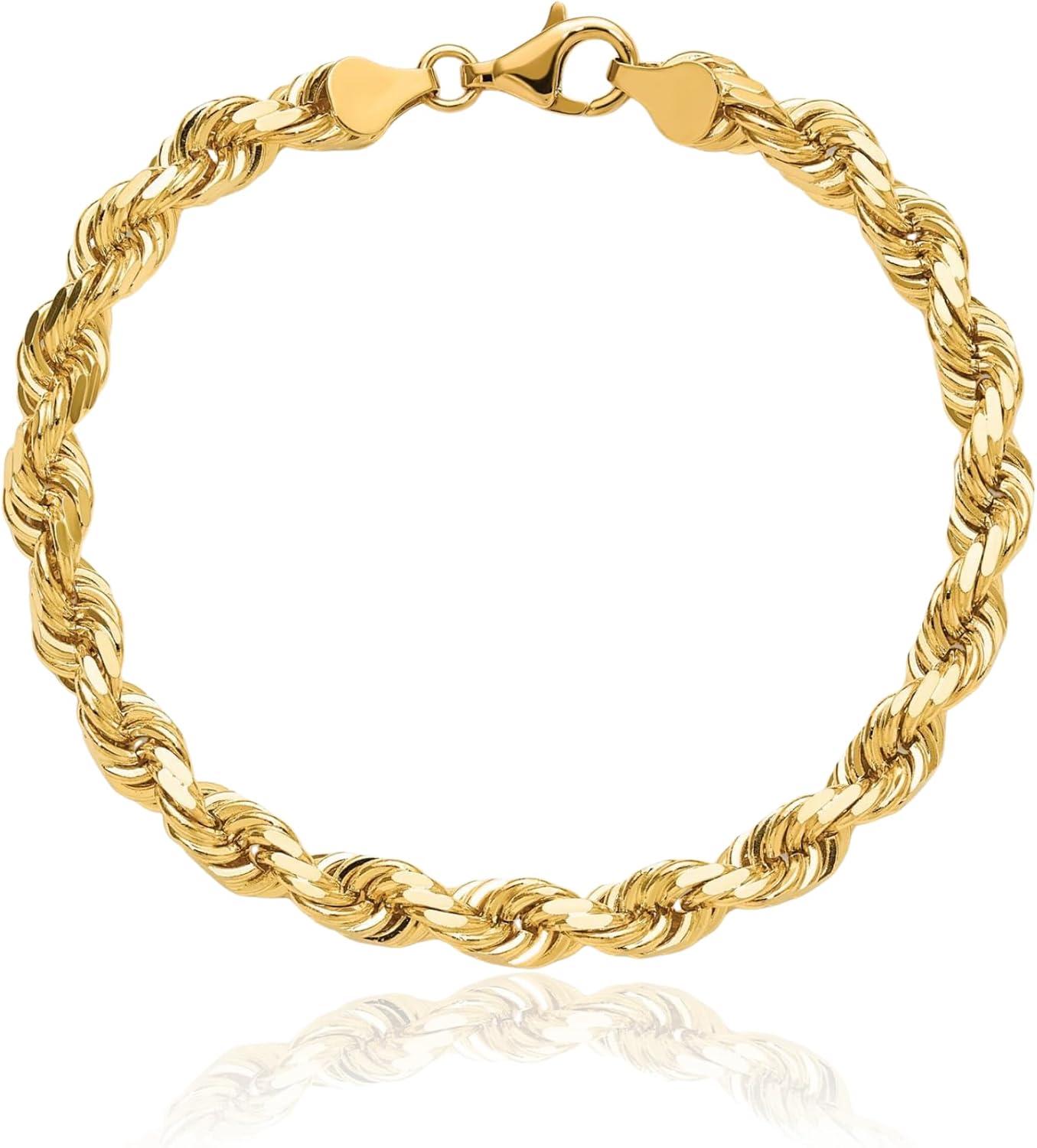 IceCarats 10K Solid Yellow Gold 6.5mm Thick Rope Chain Bracelet Anklet Diamond Cut