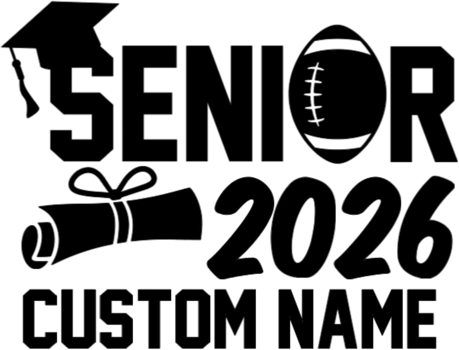 Senior 2026 Football Graduation Vinyl Decal Sticker, Multiple Color Options Available