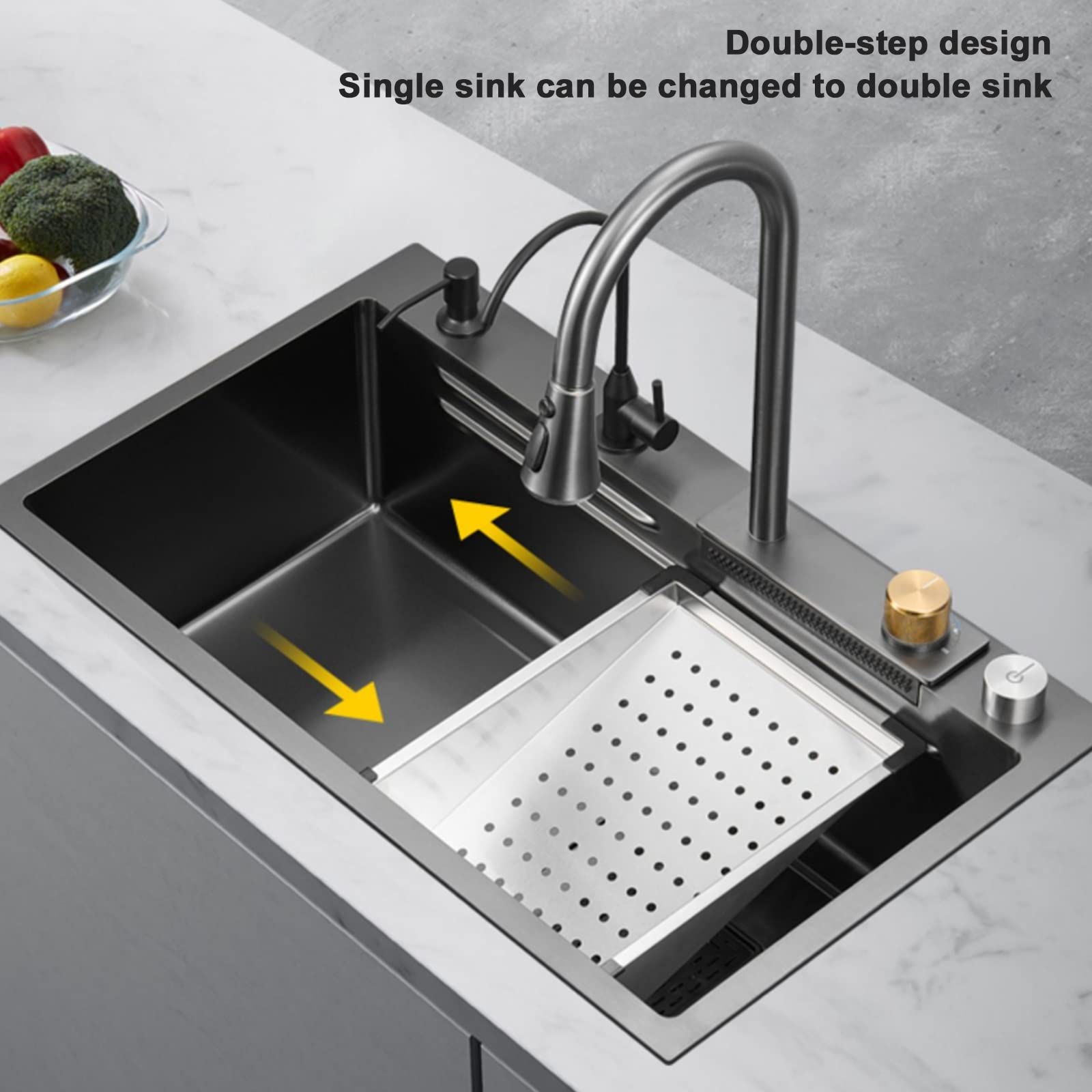 Lavabicchieri Per Lavello Da Cucina - Estraibile E Rotante, Getto D'Acqua Diretto, Nero, Per Bar E Casa - Foto 4