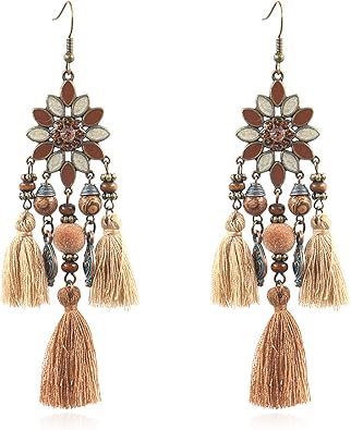 Tassel Earrings for Women Fashion Bohemian Tassel Earring Long Layered Dangle Earrings Tassel Drop Hoop Fringe Tiered Earrings for Women Girls