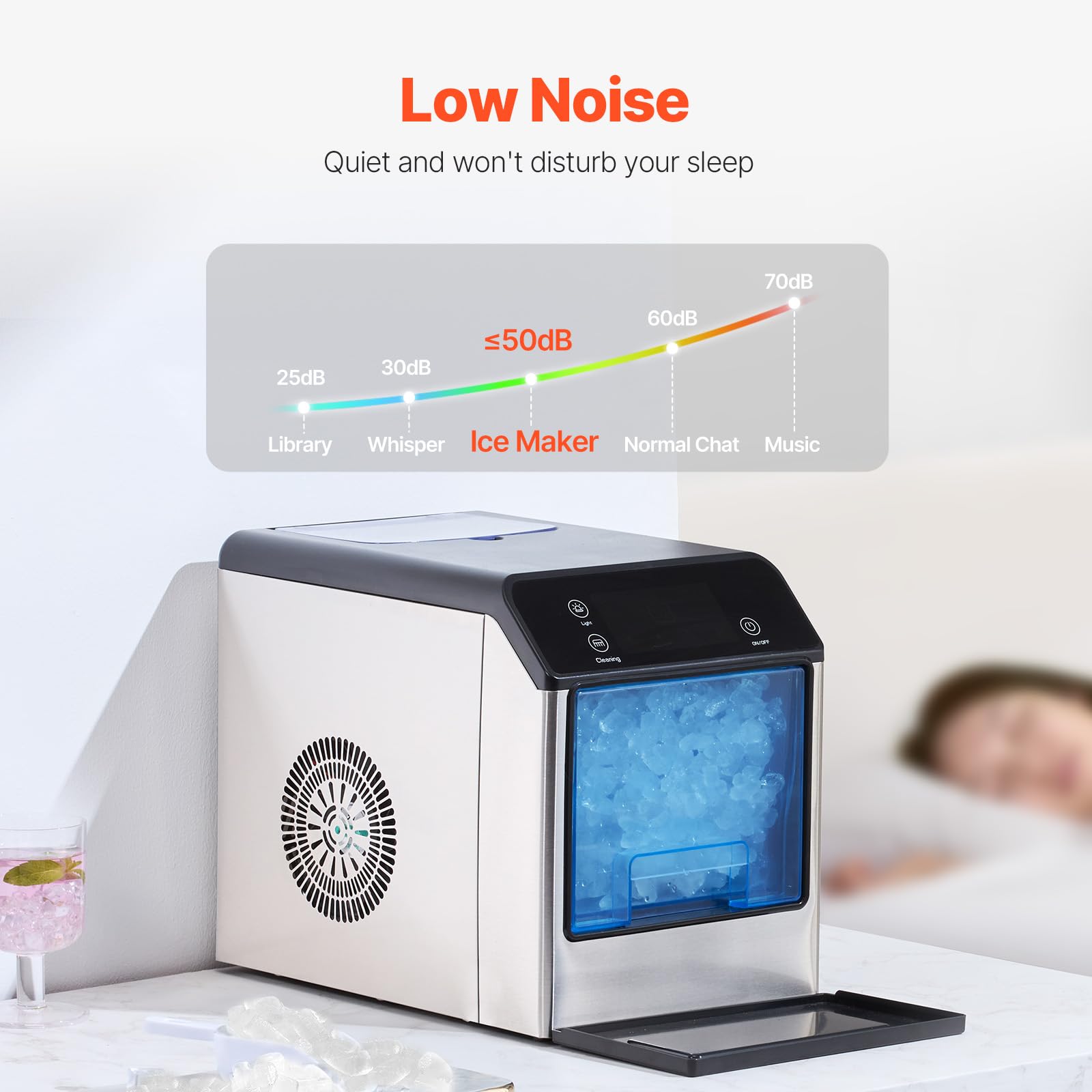 Happybuy Nugget Ice Maker - 33lbs Daily Output! Self - Cleaning, Chewable Ice. Comes With Scoop & Tray. Stainless Steel, Ideal For Home, Kitchen, Office​ on Fridge.com - View 6