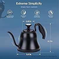 Vista 5 de Hervidor de Té con Termómetro Hervidor de Cuello de Cisne para Estufa 28oz 0.8L Hervidor de Café para Verter, Hervidor de Agua Mate Negro